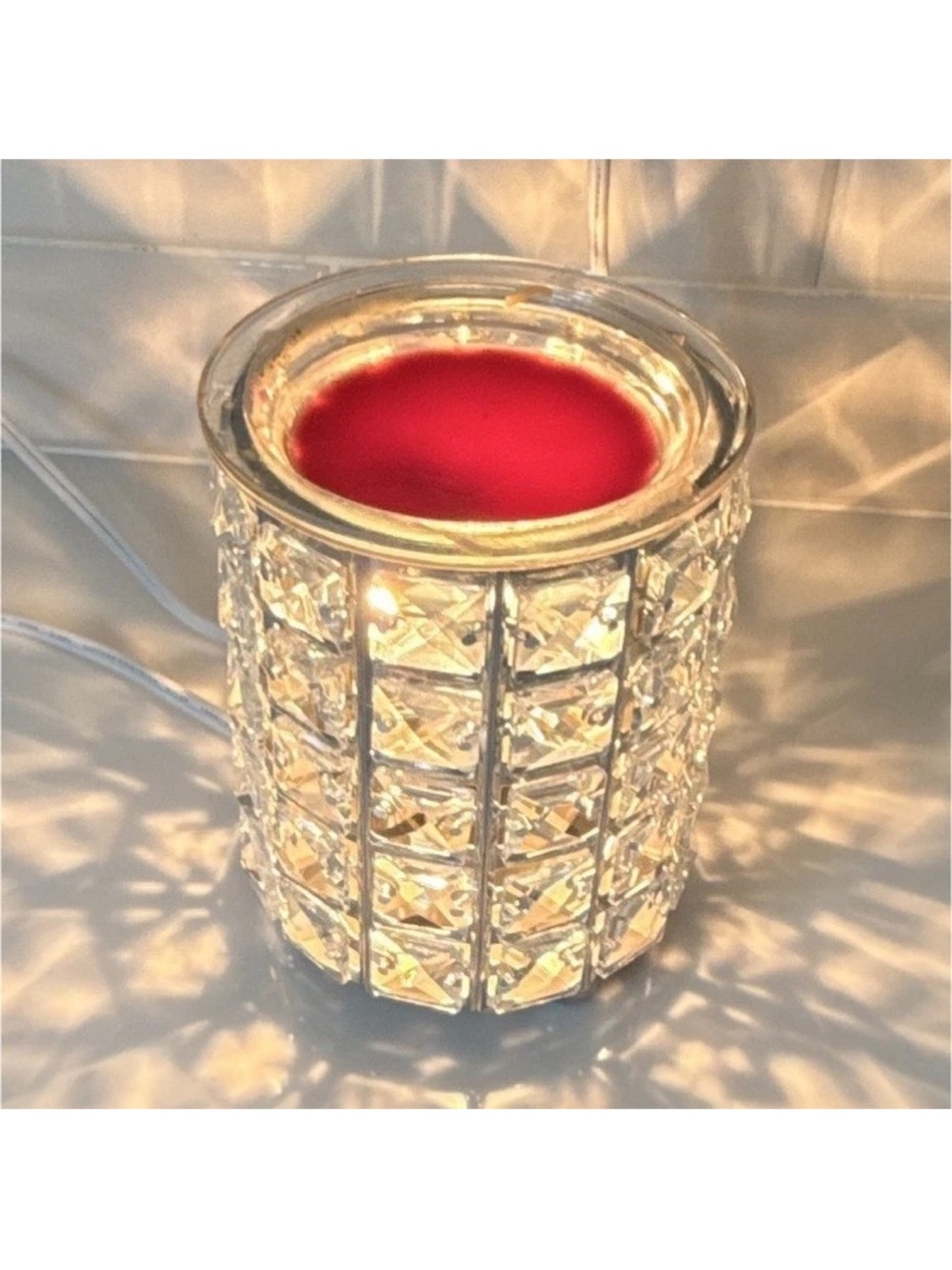 Crystal Mosaic Electric Warmer with Red Wax Melt